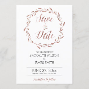 Rosa Gold Foil Effect Cartões salve a data