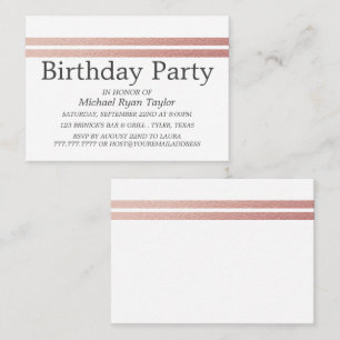 Rosa Gold Foil Stripe Convite de aniversário