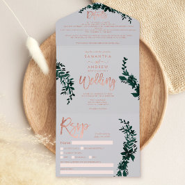 Rosa gold script Floral cinza elegante casamento