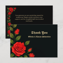 Rosa Gothic Wedding Flat Cartões de agradecimentos