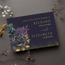 Rosa Gótico Escuro Convite para Casamento Glitter