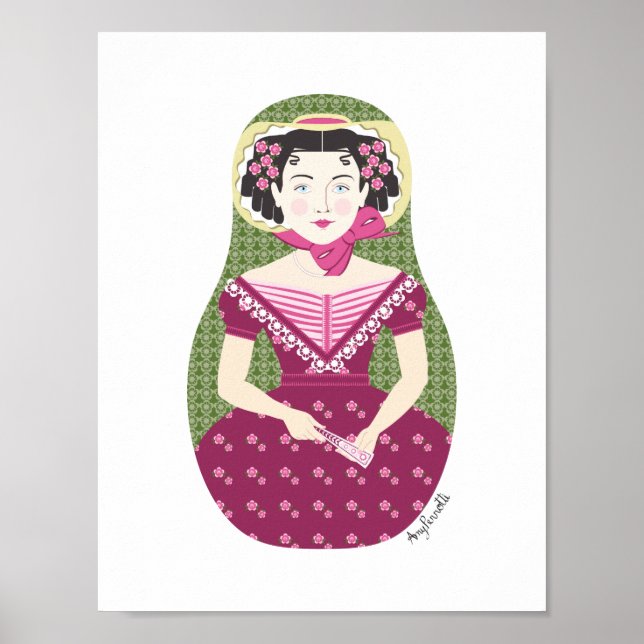 Rosa Inglês Matryoshka Poster (Frente)