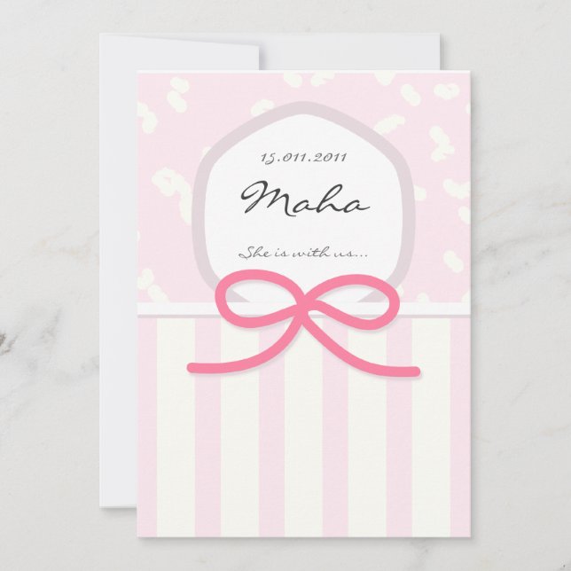 Rosa islâmico da cama do convite do nascimento de (Frente)