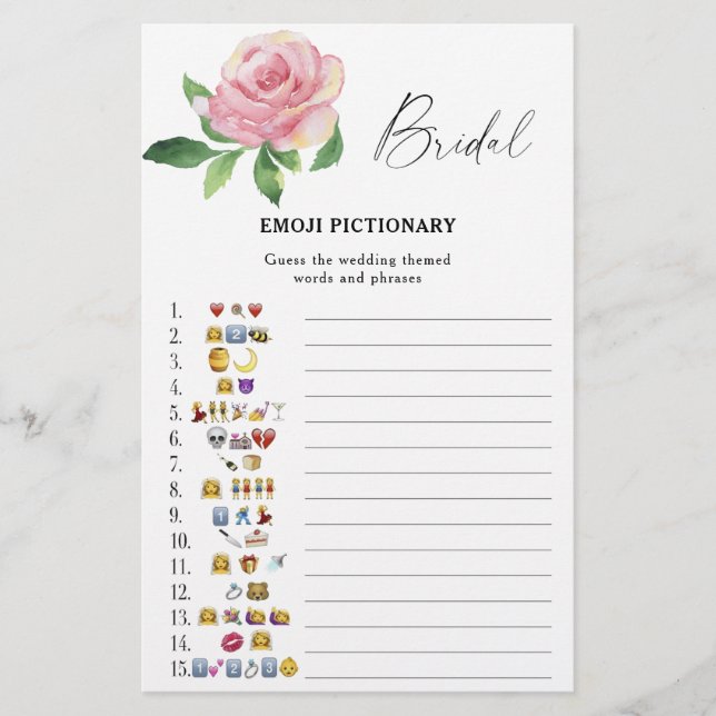 Rosa - jogo de adivinhação de emojis para chá de n (Frente)
