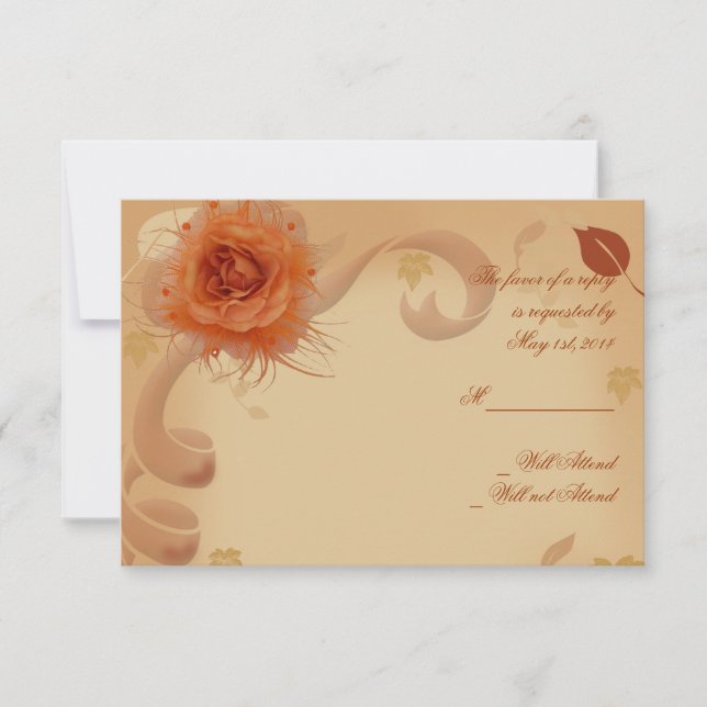 Rosa laranja no cartão de resposta de queda (Frente)