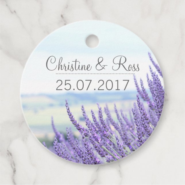 Rosa-lavanda, etiqueta de favor personalizável (Frente)