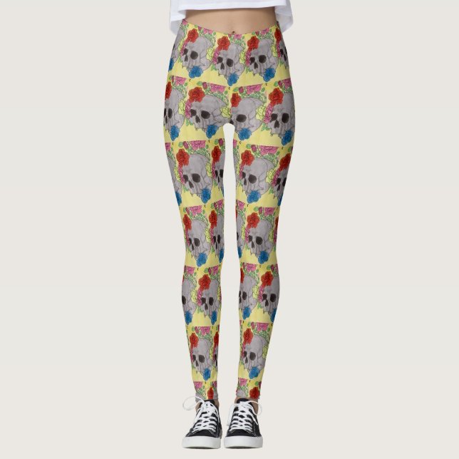 Rosa Leggings com caveiras por Joias do WITH (Frente)