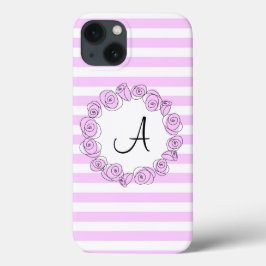 Rosa Lilac Monograma stripe iPad caixa vertical