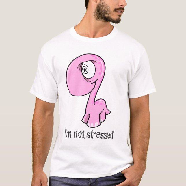 Rosa louco t-shirt forçado do dinossauro (Frente)