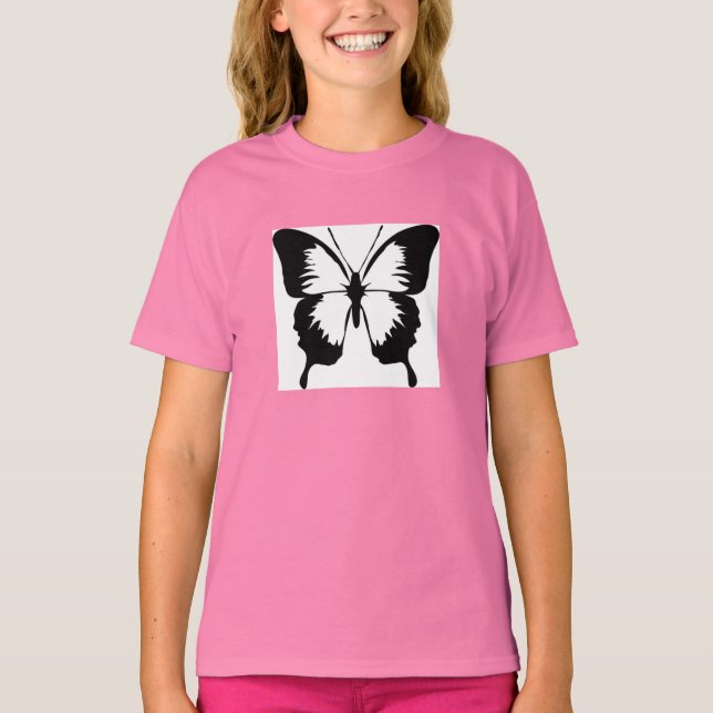 Rosa Mädchen T-shirt mit Schmetterling (Frente)