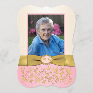Rosa, Marfim, Dourado 65.º Convite de Aniversário