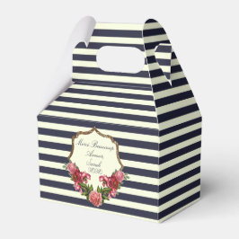 Rosa Marinho Blue Stripes e Douradas Caixas de Fav