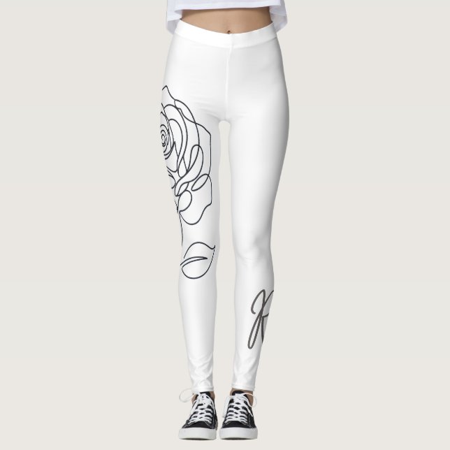 Rosa Minimalist Line Art Leggings (Frente)