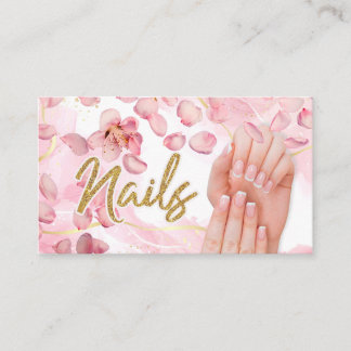 Rosa Minimalista do Unhas Cartão de visita Manicur