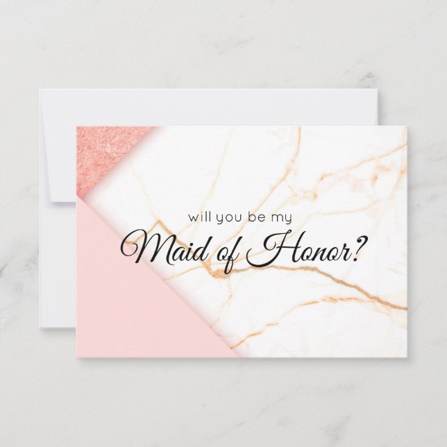 Rosa Moderno e Dourado Você Será Minha Madrinha de (Frente)