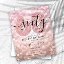 Rosa moderno elegante, Festa de aniversário Dourad