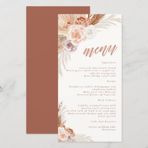 Rosa Muted Pampas Terracotta Boho Menu Casamento