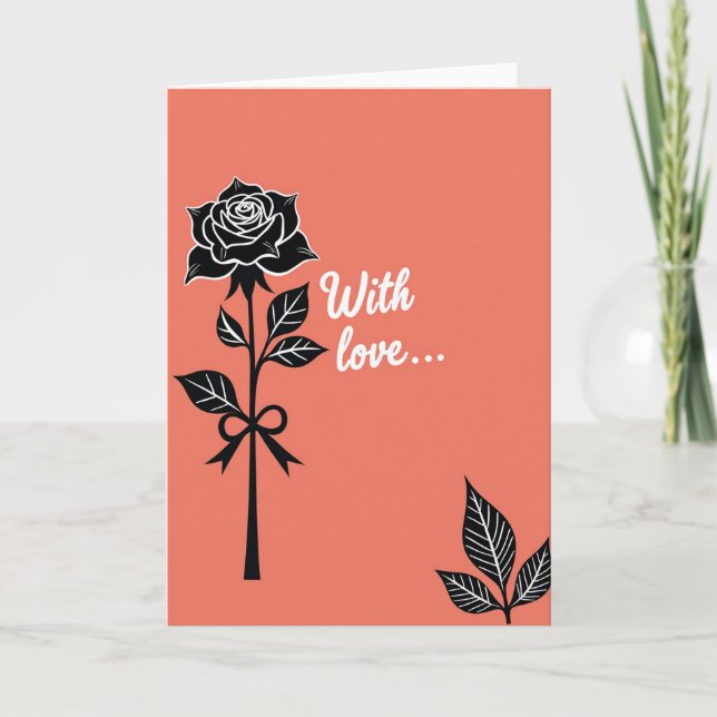 Rosa Negra Com Cartão de Amor (Frente)