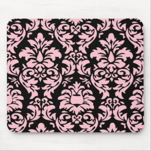 Rosa no damasco preto Mousepad