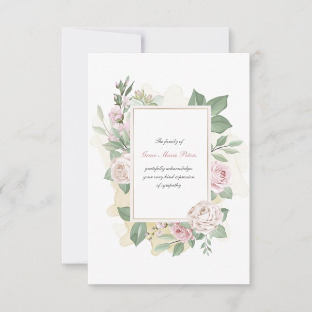 Rosa Obrigado Cartões de condolências (Frente)