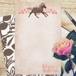 Rosa, Papel de carta Personalizado de Pony Marrom