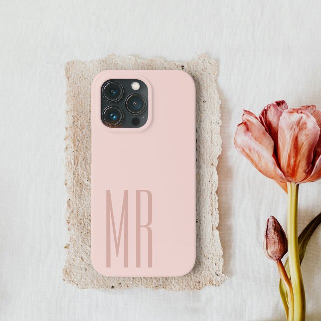 Rosa Pastel Moderno | Personal Inicial Girly Case- (Criador carregado)