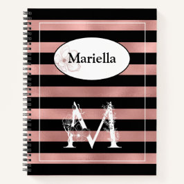 Rosa personalizado - Douradas faixas com M inicial