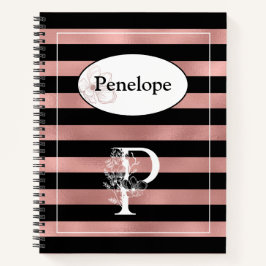 Rosa personalizado - Douradas faixas com P inicial