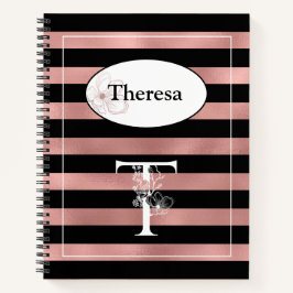 Rosa personalizado - Douradas faixas com T inicial