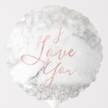 Rosa personalizado Dourado Marble I Love You Balon