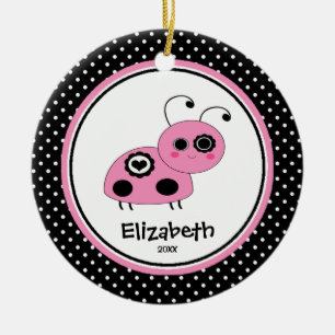 Rosa personalizado joaninha dos enfeites de natal