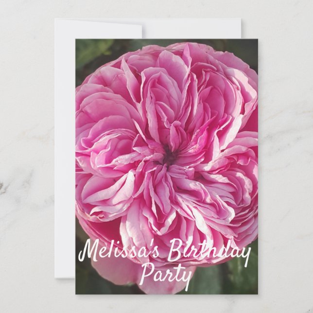 Rosa Pink Flower Birthday Enche Meninas Convite (Frente)