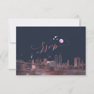 Rosa PixDezines RSVP NYC Skyline/Faux Dourado