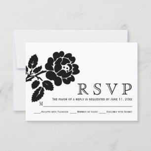 Rosa preto e branco RSVP wedding moderno
