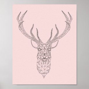 Rosa Quartz Deer Geométrico Poster - personalizar 