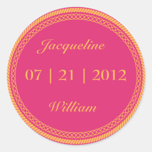 Rosa quente e etiquetas alaranjadas