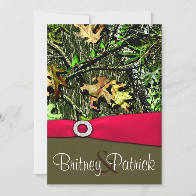 Rosa quente elegante que caça convites do (Frente)