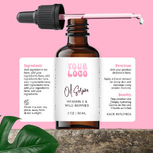 Rosa Retro 2oz Frasco Conta-gotas Etiqueta Embrulh