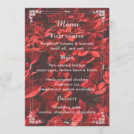 Rosa Romântica | Cartão de Menu Floral Elegante pa