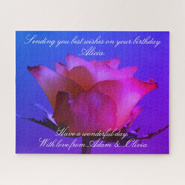 Rosa Rosa Rosa Rosa Personalizável, Quebra-cabeça  (Horizontal)