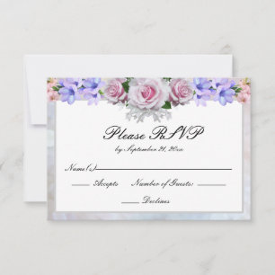 Rosa Rosa Rosa RSVP de Casamento de Silver Bokeh