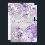 Rosa Roxo de Prata - Brilho Doce 16 Convite<br><div class="desc">Rosa Roxo de Prata Glitter Gown Sweet 16 Convidar Ver coleção correspondente em Niche e Nest Store</div>