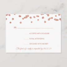 Rosa RSVP de Casamento Glitter Dourado Confetti Pr