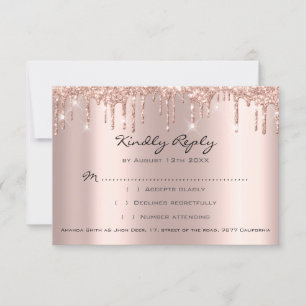 Rosa RSVP Drips Chá de panela Glitter Casamento