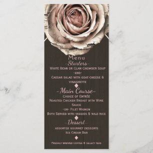 Rosa Rústica Elegante Luz Madeira Diamante Menu de