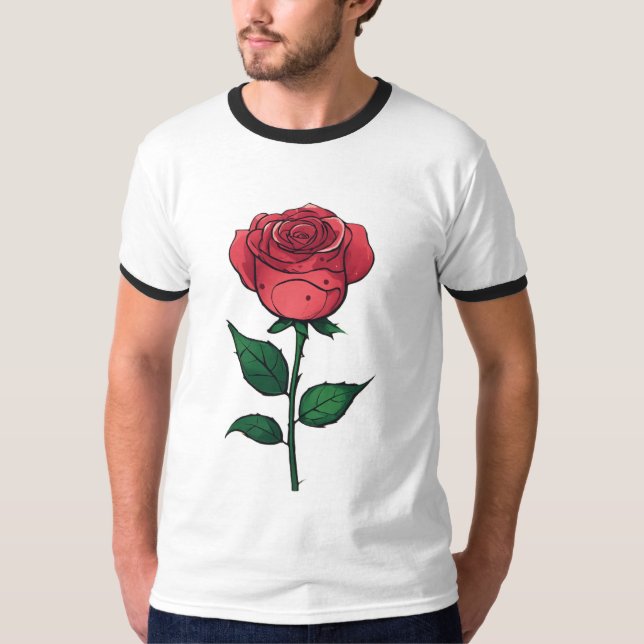 Rosa sorridente: Design de camiseta minimalista su (Frente)