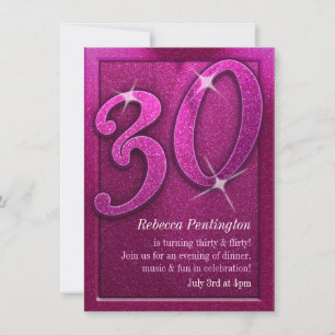 Rosa Sparkly 30 e convites Flirty do aniversário