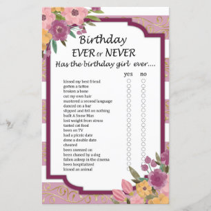 Rosa Strik Birthday nunca ou nunca jogo