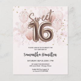 Rosa Sweet 16 Bday Balloons Rosa Budge Invitation