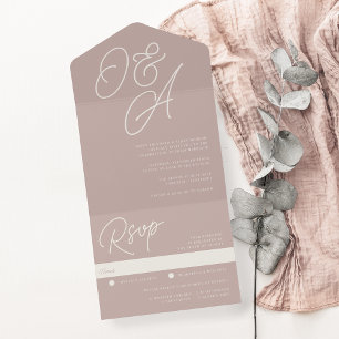 Rosa Taupe Script Watermark Monograma Wedding